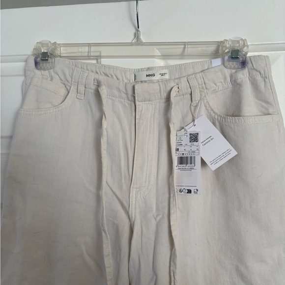 Mango Cream Cotton Wide Leg Trousers - Size 6 - NWT - Picture 6 of 7